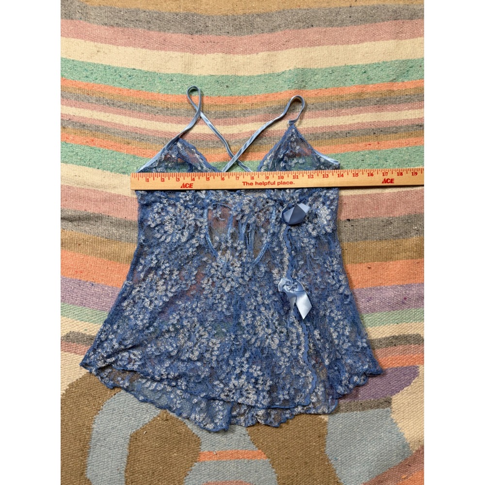 Shirley of Hollywood Vintage Blue Sheer Lace Cami Size Medium‎ - Picture 3 of 6